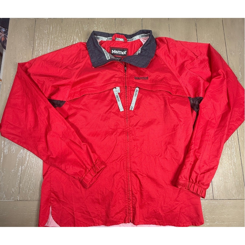 VTG Marmot PreCip Rain Jacket Mens Large Red‎ Waterproof Lightweight Gorpcore